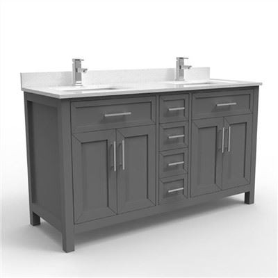 60 Pulzier Griż Double Sink Vanity